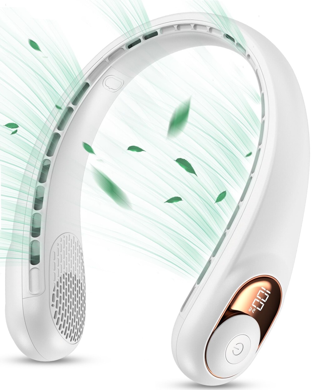 Portable Neck Fan White 3 Speeds 360° Airflow Lightweight